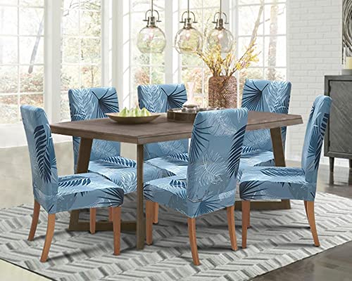 Image of SPRINGRICO Chair Covers for Dining Room Set of 4, Stretch Dining Chair Cover, Washable Spandex Kitchen Parsons Chair Slipcovers, Blue Chair Covers for Home or Party (4pack,Oasis Blue)