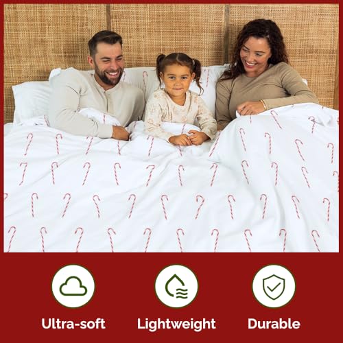 Image of CGK Unlimited Christmas Duvet Cover Cal King Size - 104 x 98, Candy Cane
