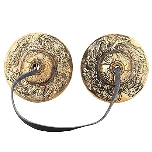 Hilitand 2.6in / 6.5 cm Artesanal meditación tibetana platillo Campana de Cobre crujiente Sonido Budista Templo Instrumento de percusión(#3)