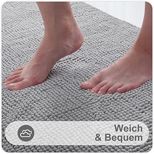 Homaxy Chenille Badezimmerteppich Set 2 teilig rutschfeste Badematte Set Weich Saugfähige Badteppich Set Waschbar… – Bild 3