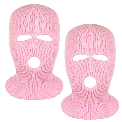 Image of 2 Pieces 3-Hole Full Face Mask Cover Ski Mask Winter Balaclava Cap Knitted Face Cover for Winter Outdoor Sports