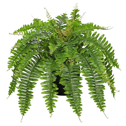 Hollyone Artificial Fern Plants in Pot 25.5' Artificial Boston Fern 31 Leaves for Outdoors & Indoor...