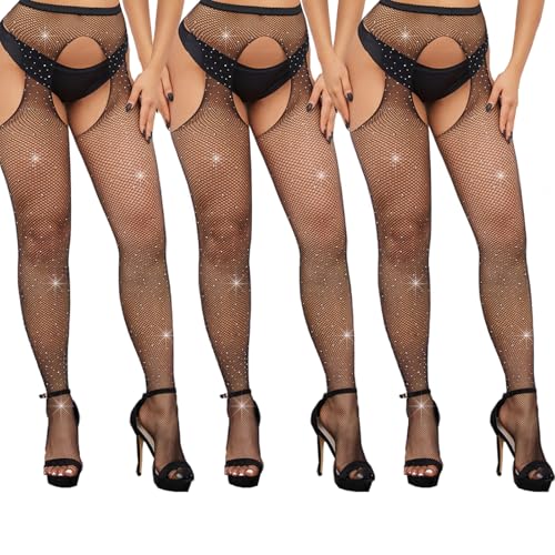 lafomukea Medias de malla para mujer, color negro, Negro , Talla única