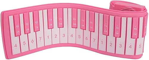 AETOPP Keyboard Klavier  Keyboard Klaviertasten Faltbare Tasten Flexible Soft Electronic Digital MIDI Roll Keyboard Piano  Pink 