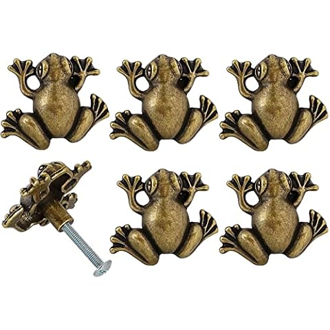 brandname JfwuHap 6 Pcs Zinc Alloy Frog Shaped Cabinet Knobs Animal Pull Handle with Screw Hardware Furniture Decoration for Drawer Dresser Closet Kitchen Cupboard Wardrobes(Frog) Cover