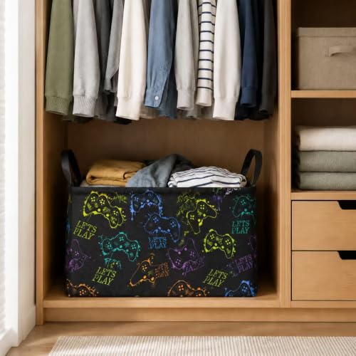 Image of Rectangular Game Basket Storage for Boys toy Box kids Room Decor | Waterproof collapsible storage box,Rectangular Game Storage Basket,Kids toy Laundry Hamper Storage Basket Room Decor(Game)