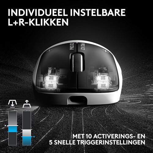 Logitech G PRO X2 SUPERSTRIKE LIGHTSPEED Wireless Gaming Mouse, supersnel, superlicht (61 g), aanpasbare klik-haptiek, opladen via USB-C, voor pc/Mac/laptop - Wit - Afbeelding 6