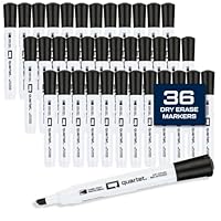 Quartet Dry Erase Markers, Chisel Tip White Board Dry Erase Markers with DryGuard Ink Protection, Office Essentials, Black, 36 Pack (Q120Z02-R)