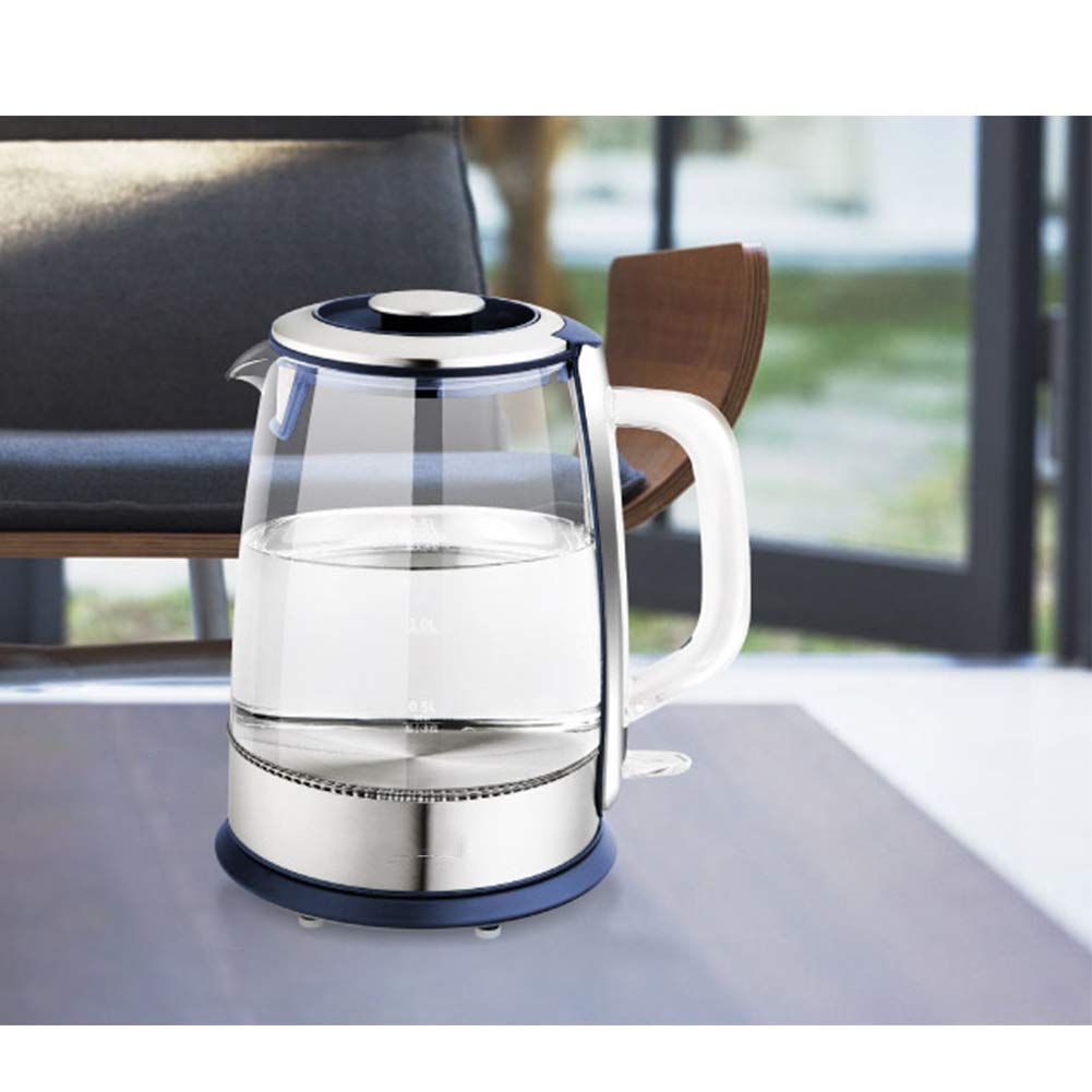 Bollitore Elettrico in Vetro da 1,5 Litri, bollitore Ecologico con Illuminazione a LED, bollitore Elettrico Fili BPA con Coperchio Interno e Fondo in Acciaio Inossidabile