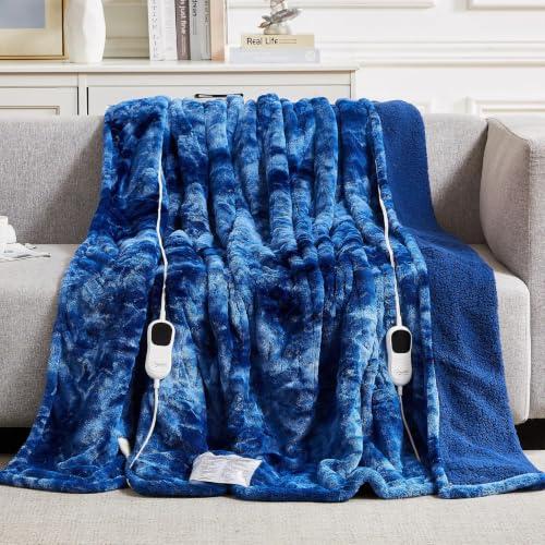 Image of Homemate Electric Heated Heating Blanket King Size 100 inchx90 inch Dual Control | ETL Certified 2 /4 /6 /8H Auto-Off 10 Heat Level Overheat Protection Machine Washable FauxFur Sherpa,Cold Room Cold Sleeper Gift