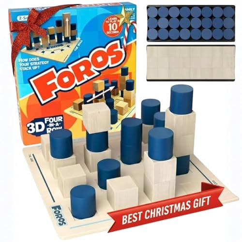 Foros 3D Board Game | Strategy Board Games with Unique 3D Gameplay | Family Games for Kids and Adults | Beautiful Wooden Design | Fast-Paced, Easy to Learn & Fun to Play | MESH Accredited for Learning