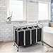 ROMOON Laundry Hamper Sorter Cart: 4-Section Organizer with Heavy-Duty Lockable Wheels and Removable Bags | 172L Rolling Laundry Basket for Dirty Clothes in Laundry Room or Small Spaces (Black)
