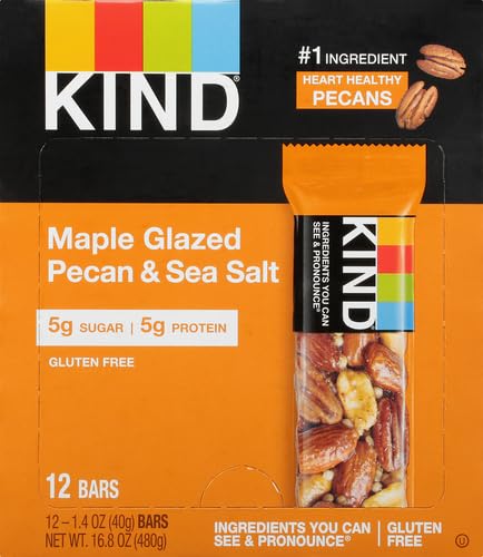 Image of KIND Nut Bars,Maple Glazed Pecan & Sea Salt,Healthy Snacks,Gluten Free,Low Sugar,5g Protein,(Pack of 24)