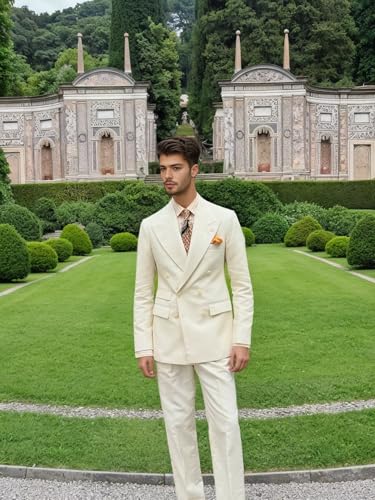 Men's Suits 2 Piece Double Breasted 6 Button Fashion Mens Suit Double Vents Peak Lapel Suits for Men for Wedding2