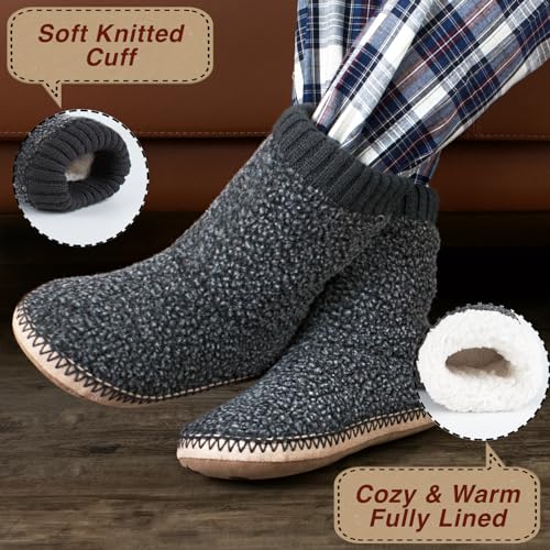 Cozy Boot Slippers for Men Indoor, Fuzzy House Shoes with Non Slip Gripper Soles, Soft Warm Moccasin Socks, Winter Gifts for Christmas Unique3