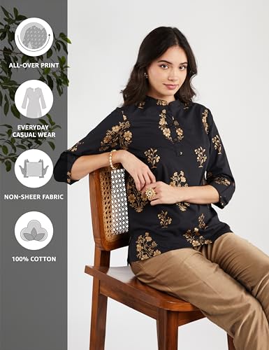 Image of Amazon Brand - Myx Women's Printed Regular Cotton Short Kurti (Available in Plus Sizes)
