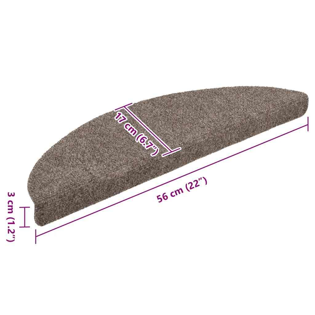 Selbstklebende Stufenmatten 20 Stück 56x17x3 cm Beige Halbrund Treppenschutz Treppenauflage Treppenteppich rutschfest langlebig für Flur Eingangsbereich Hausflur Treppenhaus