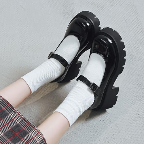 Mary Janes Shoes for Women Chunky Mary Jane Platform Low Heel Round Toe Dress Shoes Oxfords Women's Pumps2