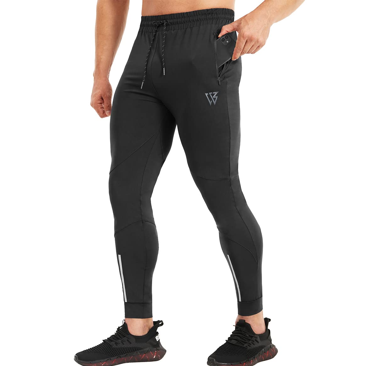 ZENWILLMens 1-Ray Gym Pants,Ultralight Sport Jogger Pants Workout Training Yoga Activewear Pants with Zip Pockets