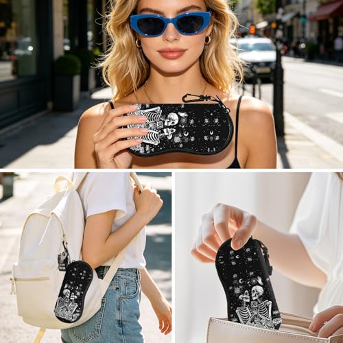 Image of Sunglasses Soft Case, Cute Ultra Light Portable Neoprene Zipper Eyeglass Glasses Case with Belt Clip for Men Women