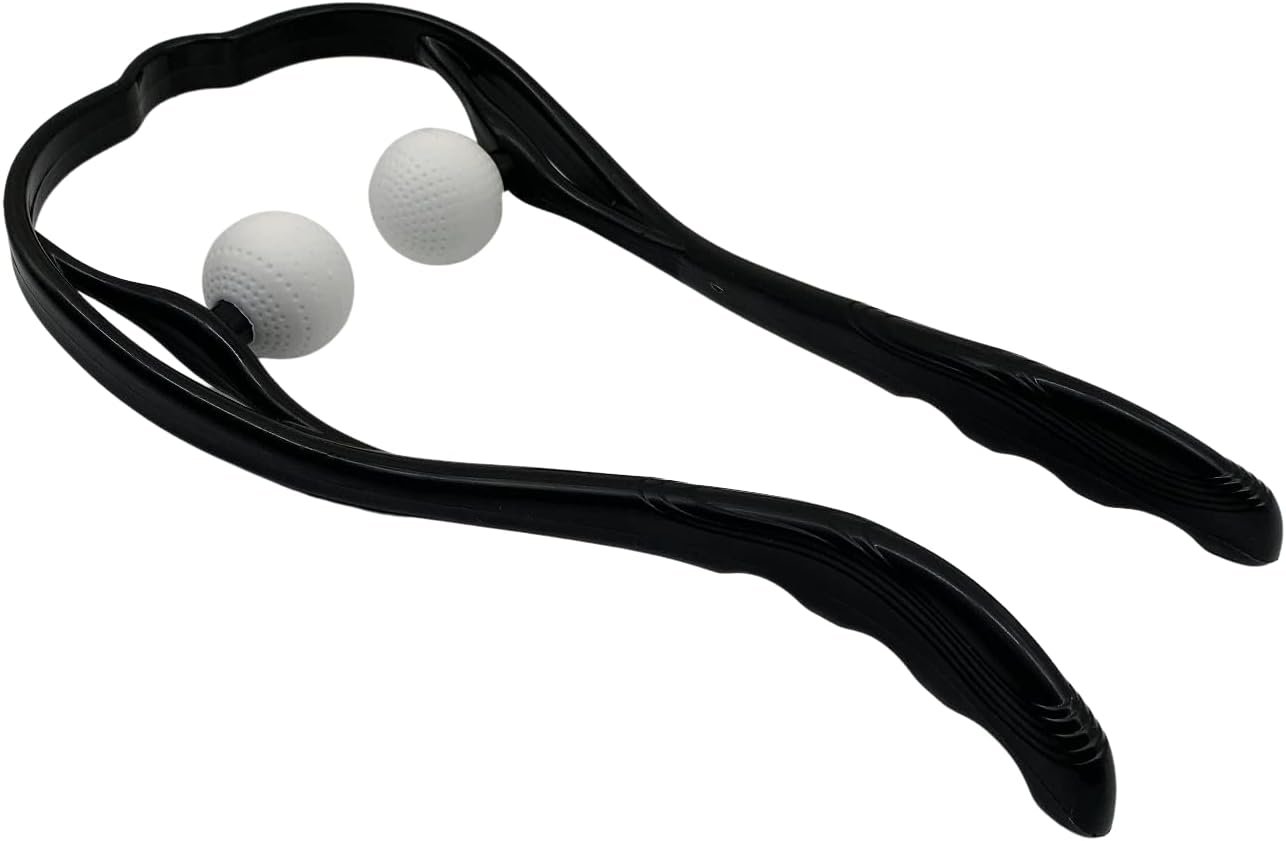 M1212 Shiatsu Neck Massager for Neck and Shoulder with Deep Tissue Trigger Point Manual Self Muscle Massage for Muscle Pain Relief (Simulates Massage Therapist Hands) (1 Pack Black)