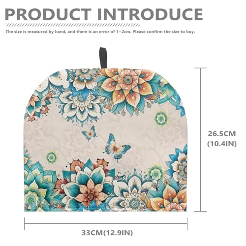 Image of Tea Cozy Tea Pot Cosy Insulating Thermal Tea Kettle Quilt Breakfast Warmer Thick Wadding Teapot Warmer for Teapot Decor Home Kitchen Decoration, Boho Flower Butterfly