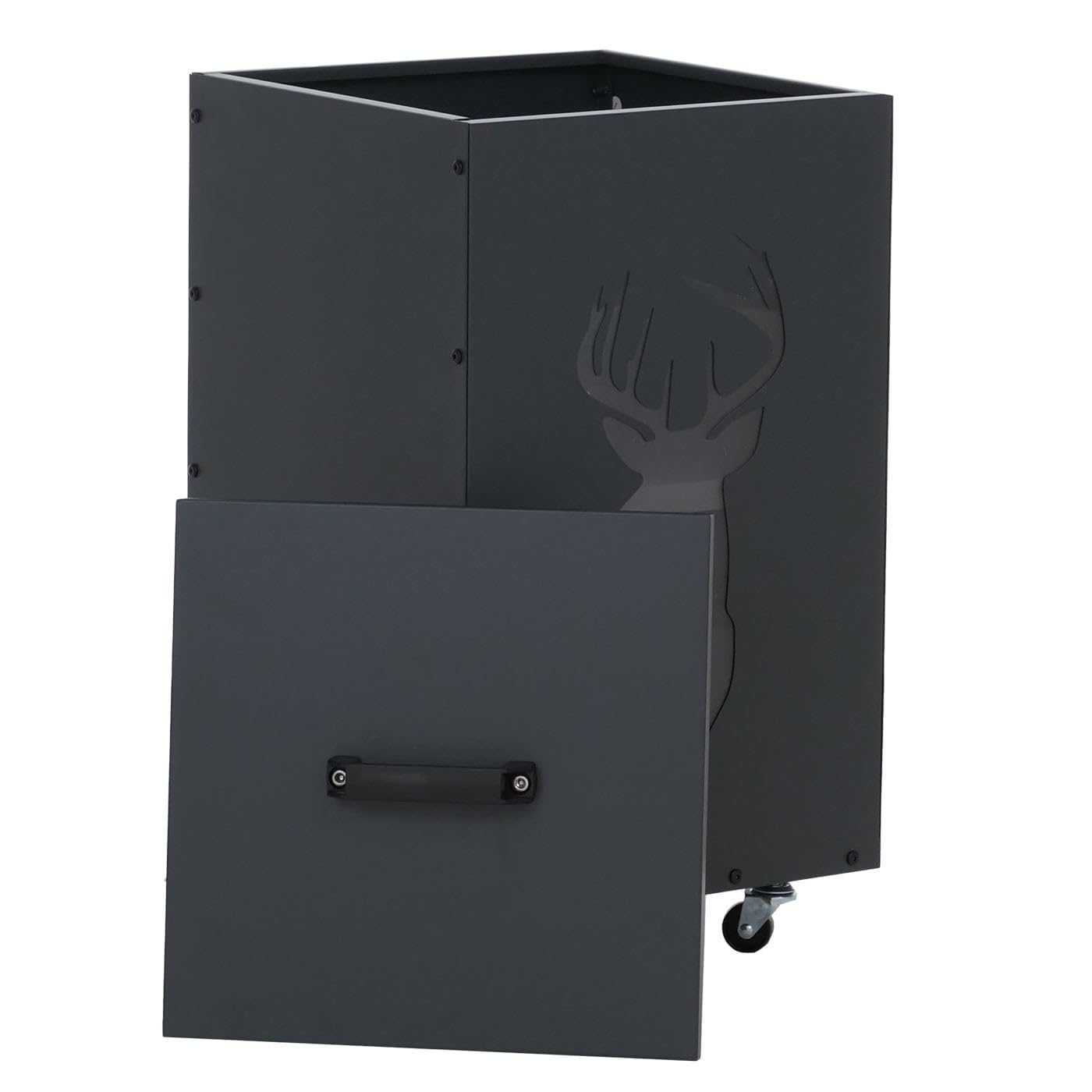 Mendler Contenitore per Pellet Cervo HWC-Q30 stoccaggio Pellet, con setaccio Filtro e rotelle 65x36x36cm - Antracite