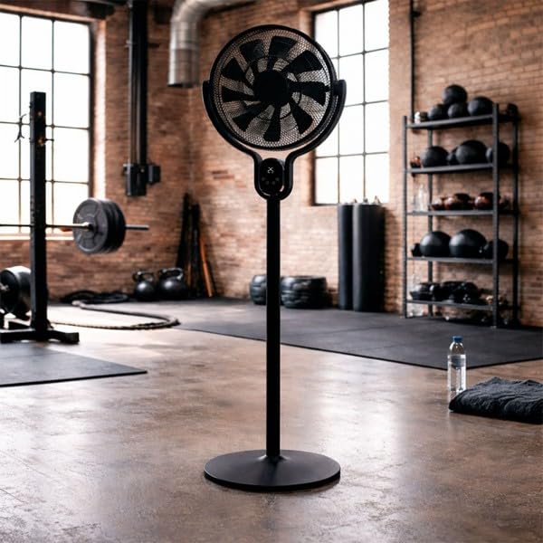 Bilake Ventilador de Pie Cadalso Diseño Interior Moderno | Motor DC 25W Ultra Silencioso 40dB | 9 Aspas 8 Velocidades | Oscilación 90º Mando a Distancia | Temporizador 12h | Altura 100-136cm (Negro)