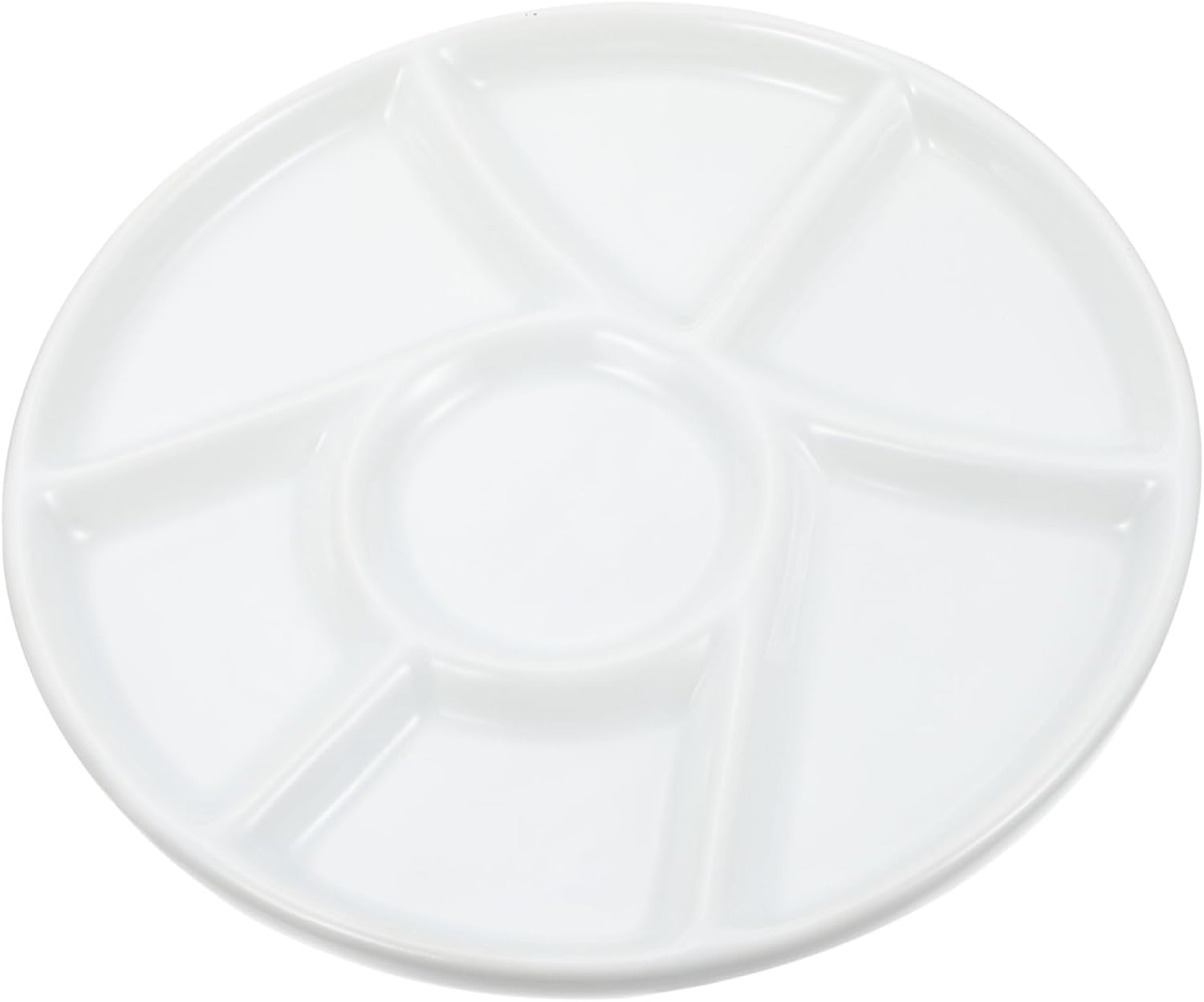 Ceramic Mixing Palette for Artists Round Color Mixing Tray 6 Compartments for Watercolor Gouache and Acrylic Paints Easy to Clean