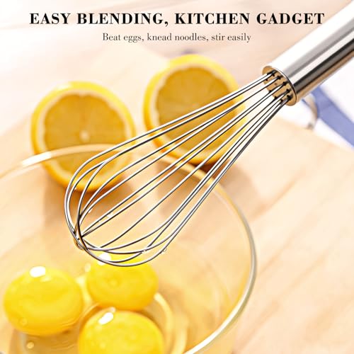 Image of NileHome Stainless Steel Whisk 10 inch Kitchen Whisk Wisking Tool Kitchen Wisk Wire Whisks for Cooking, Whisking, Blending, Beating, Stirring