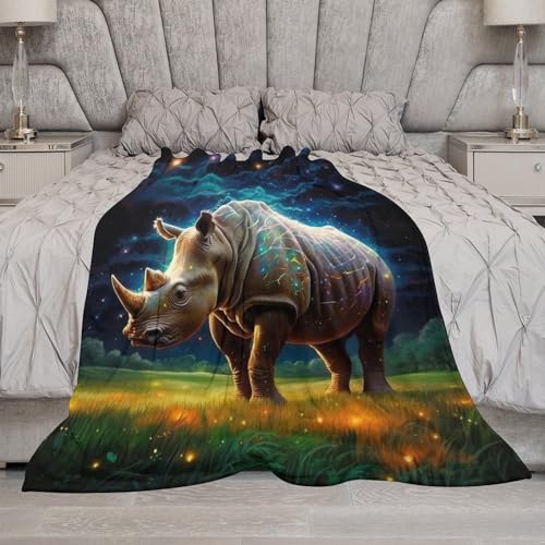 Couverture rhinocéros en flannel douce plaid chaud 150x200cm pour lit et canapé - 8