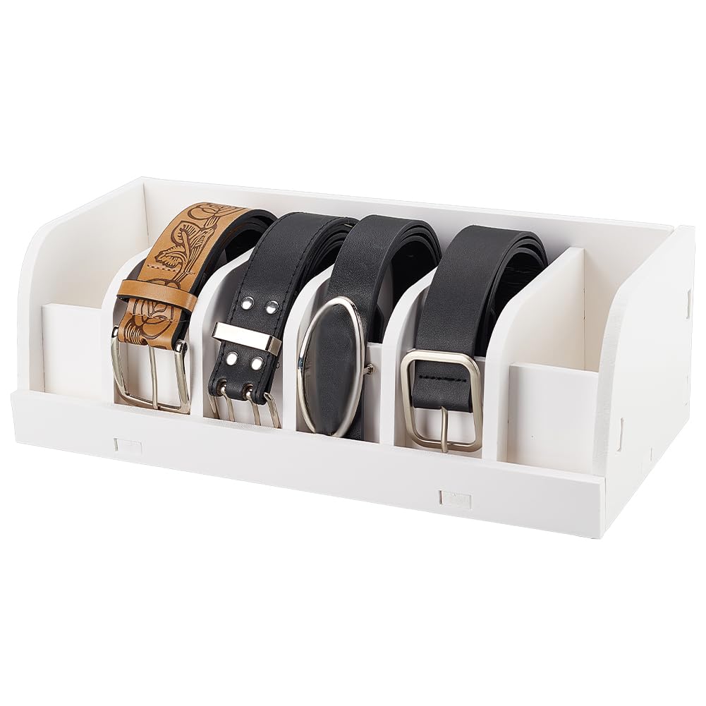 PH PandaHall Portaoggetti Da Cintura Organizer per Cintura A 6 Griglie Acrilico Organizer Cassetti per Cintura Bianco con Vetrina per Armadio Cassetto Espositore per Cintura Regali San Martino Natale