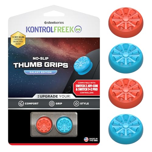 KontrolFreek No-Slip Galaxy Edition Grips pour Manette Switch | Performance Thumbsticks pour Nintendo Switch Pro Controller & Joy-Con | Rouge & Bleu