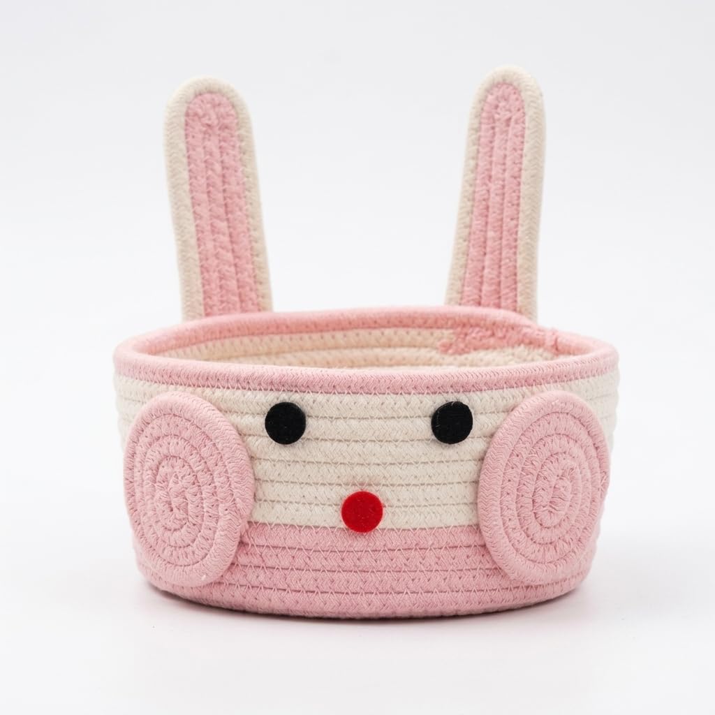 Loom & Luster Katty Woven Cotton Rope Bunny Storage Basket Cute, Laundry Basket Organizer for Toys, Blanket, Clothes, Towels, Gifts-image-25