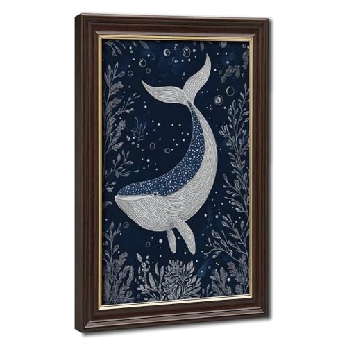 Toile vintage fond bleu océan 40,6x61 cm déco murale