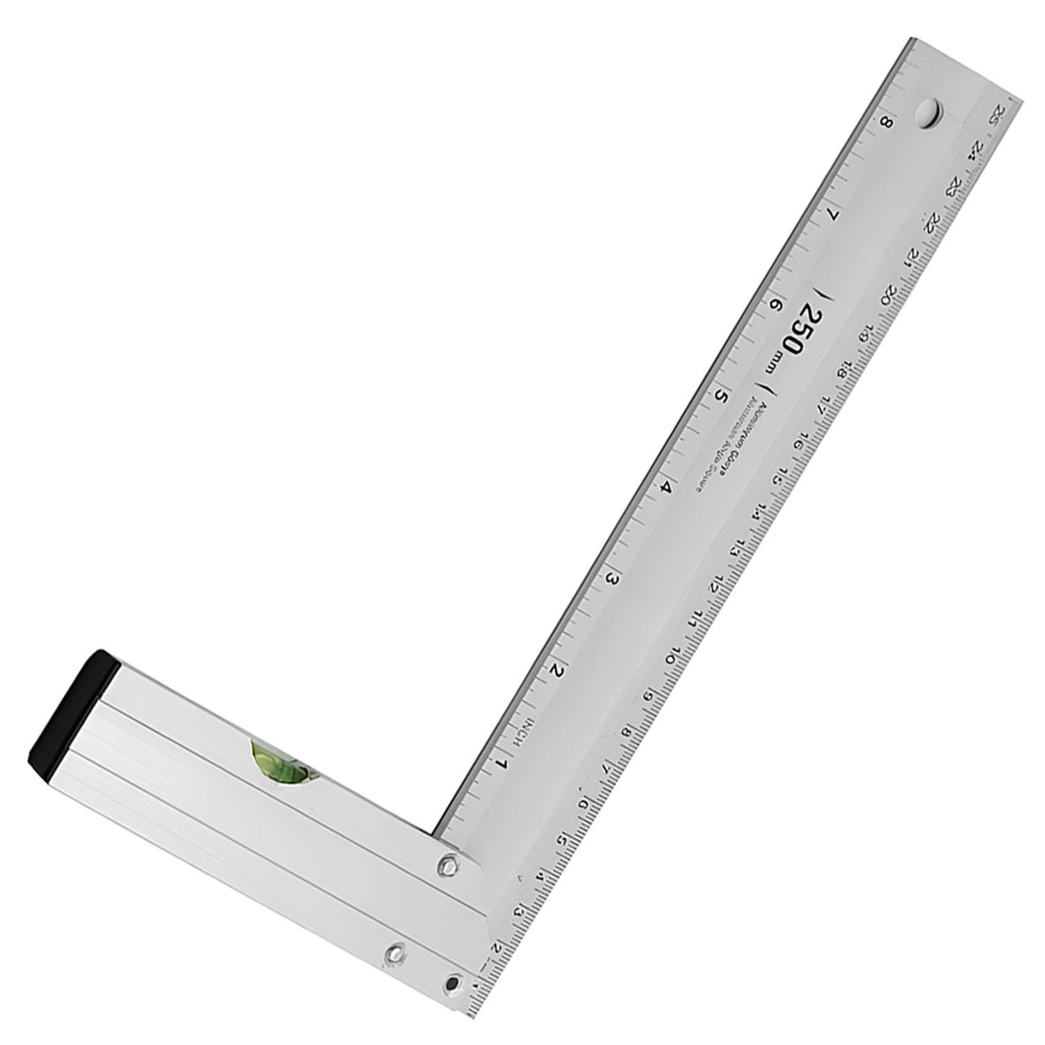 Badem10 Alüminyum L Gönye Su Terazili Cetvel Kaynak Kaynakçı Marangoz Gönyesi 250 mm