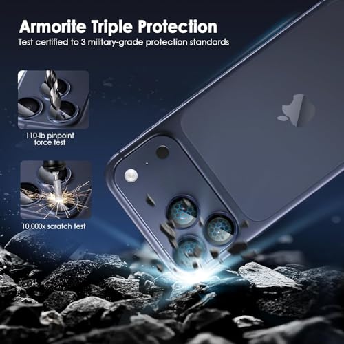 Image of Camera Lens Protector Compatible with iPhone 17 Pro / 17 Pro Max - 9H Tempered Glass Lens Guard, HD Clear, Anti-Scratch, Anti-Drop Camera Protection Ring Blue, Aluminum Alloy