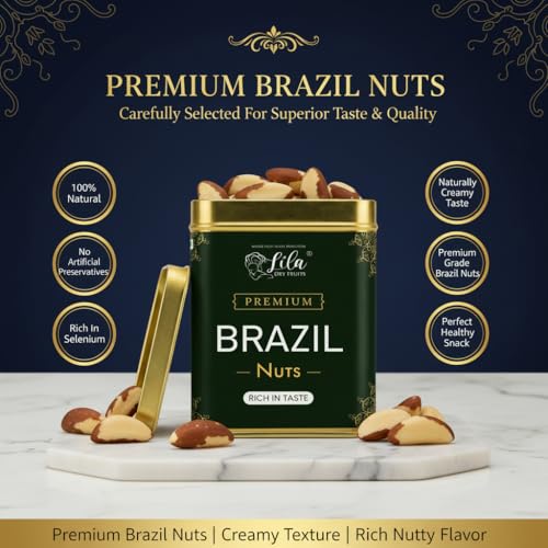 Image of LILA DRY FRUITS Brazil Nuts 250 Grams Jumbo Size Natural Raw Unsalted Rich in Selenium Healthy Snack for Energy Immunity Dry Fruits for Daily Nutrition Diet & Fitness Perfect for Gifting