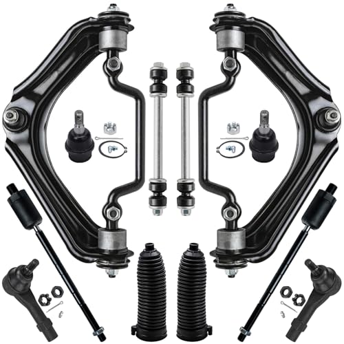 Image of Detroit Axle - [4.0L] 12pc Front End Kit for 2002 2003 Ford Explorer Mercury Mountaineer, 2 Upper Control Arms w /Ball Joint 2 Lower Ball Joints 4 Inner Outer Tie Rods 2 Sway Bars 2 Boots Replacement