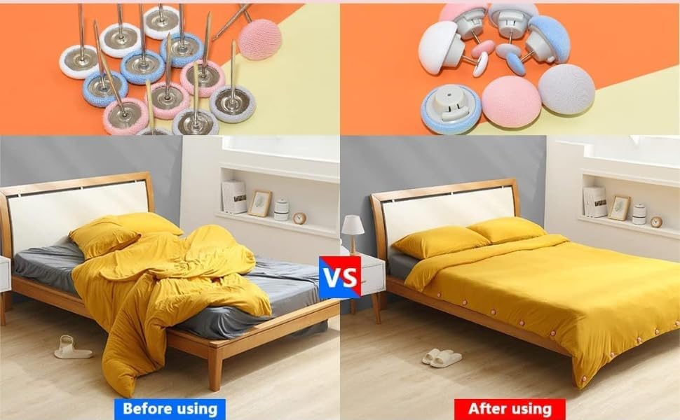 TROVEXX Mushroom Blanket Clips,Duvet Cover Clips,Non-Slip Quilt Clips Fasteners,Duvet Button Fasteners Mushroom Fixing Clips for Bedding Accessories - Random Color (Pack of 12) 1