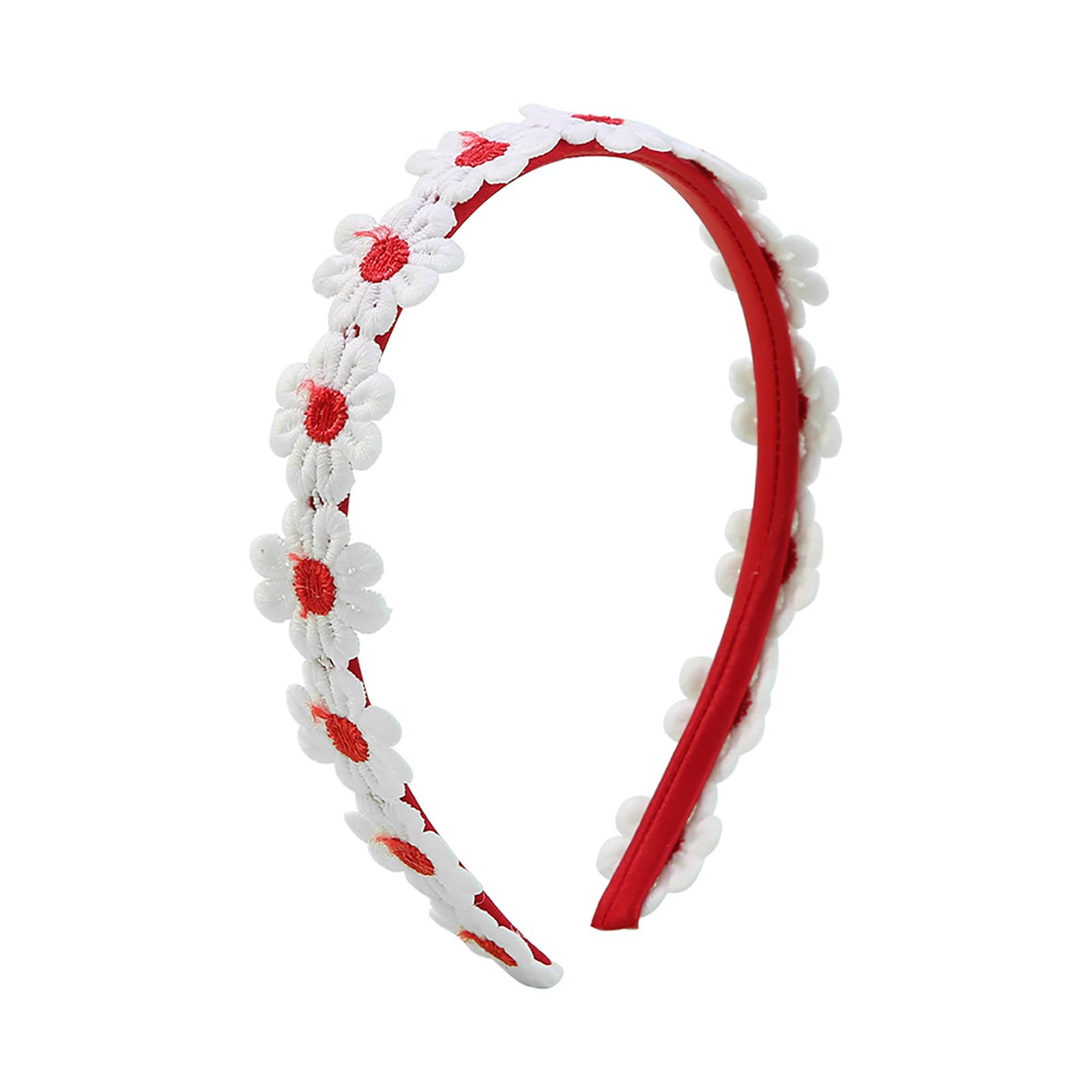 Totelux Red Flower Headband Cute Daisy Hair Bands Embroidery Flowers Hair Accessories for Women Girls Spring Birthday Party Supplies