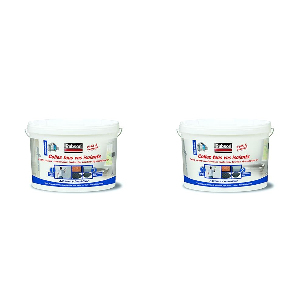 Rubson Collez Tous Vos Isolants, Multi-matériaux, Seau 7 kg & Collez Tous Vos Isolants, Pour Murs Et Plafonds Intérieurs, Résiste Ã€ L'humidité, Seau 4.5kg