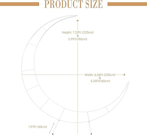 Miniatura 3 de Soporte de arco de boda de luna creciente, arco de boda de acero al carbono, marco de globo de flores curvadas con base rectangular para bodas,