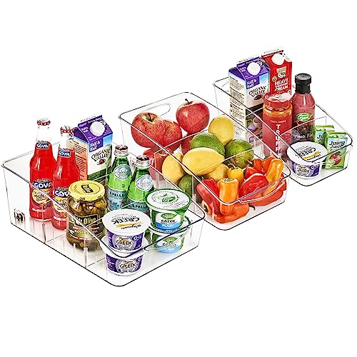 Sorbus Fridge Organizer on Wheels - Rolling Fridge Organizers and Storage Clear Design with Dividers & Handles for Kitch - Detailed View