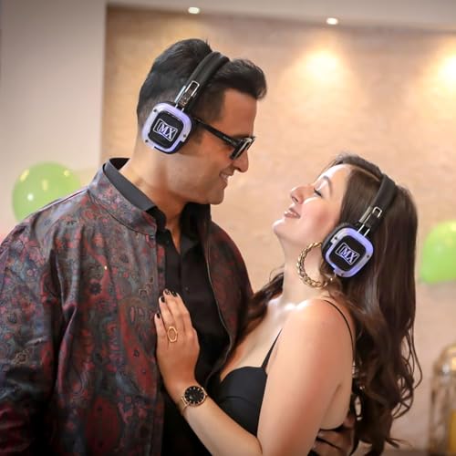 Image of MX Wireless Silent Headphones & 3-Channel Transmitter Bundle - Wireless Rechargeable Headphones with LED Channel Indicators, Adjustable Fit Ideal for Silent Discos, Yoga, Concerts (Pack of 10)