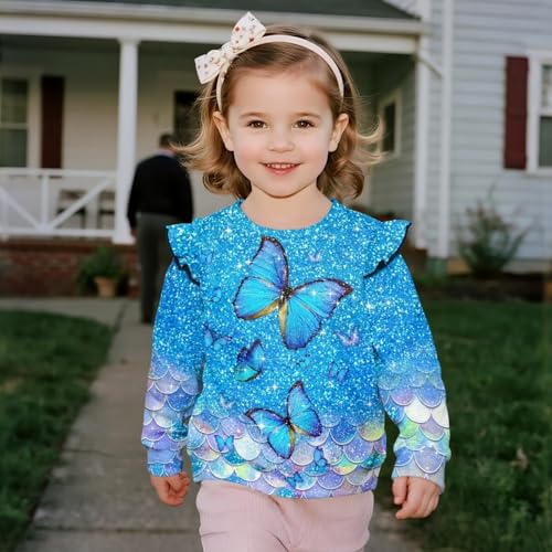 JEOCODY Girls Sweatshirt Long Sleeve Ruffle Top Oversized Shirts Kids Fall Clothes4