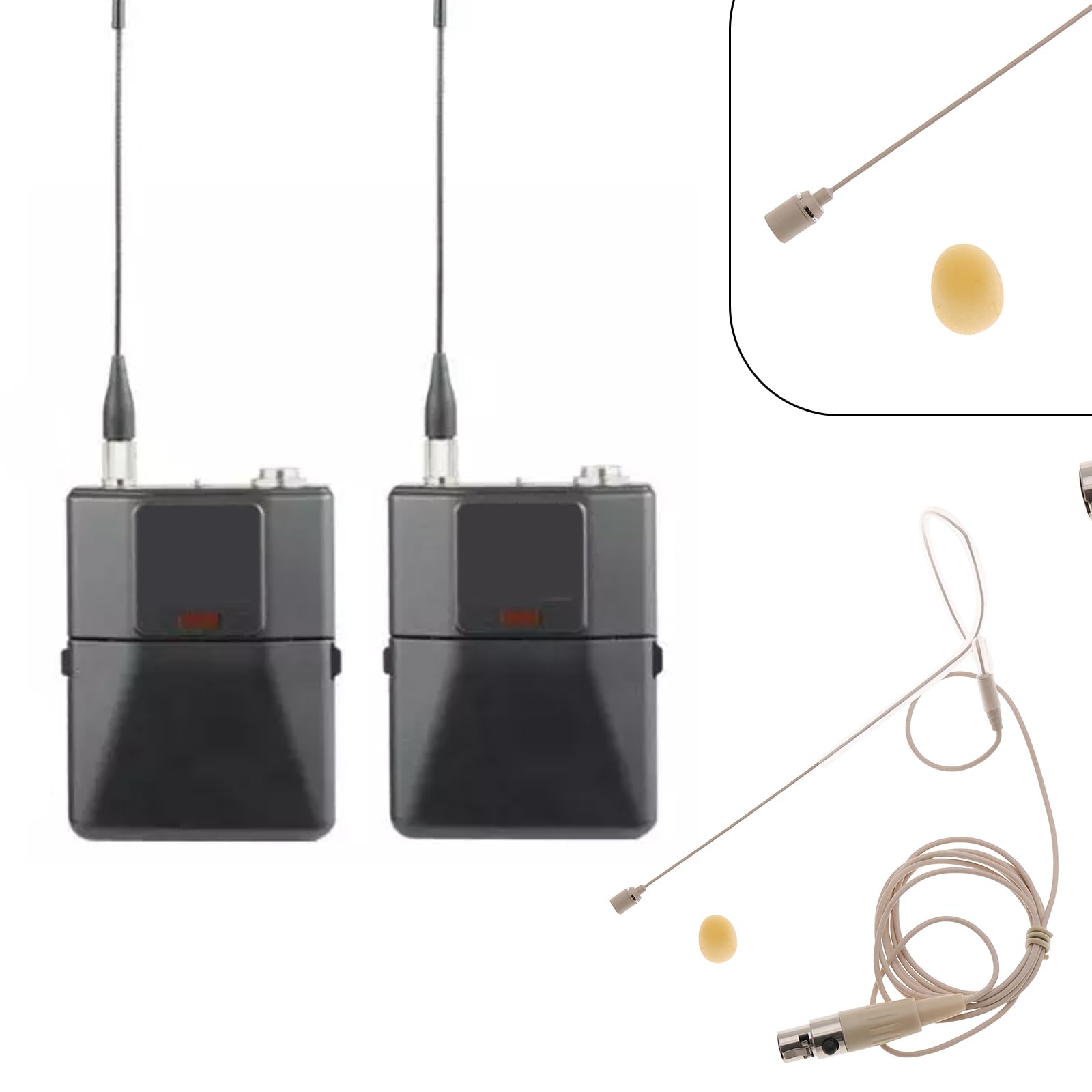 The Lord of the Tools Mikrofon XLR z 4-pinową wtyczką TA4F, pojedynczy zestaw słuchawkowy z zaczepem na uszy, kompatybilny z bezprzewodowym nadajnikiem Shure Bodypack (beżowy)