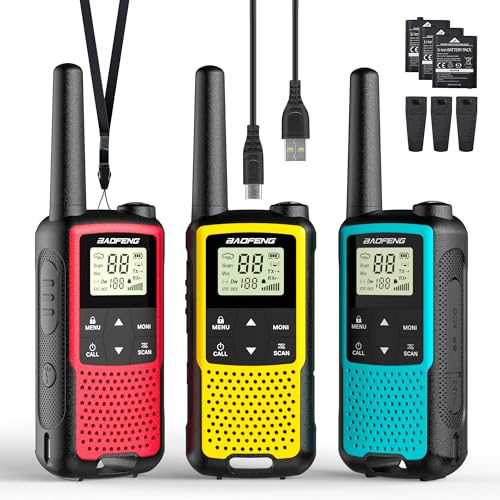 Baofeng BF-33C Walkie-Talkie PMR446 für Kinder, Langstrecken-Zweiwegefunkgeräte mit wiederaufladbarem Akku, USB-C-Ladung, 16 Kanälen, VOX, Dual Watch, für Outdoor-Spiele & Familienabenteuer, 3er-Pack