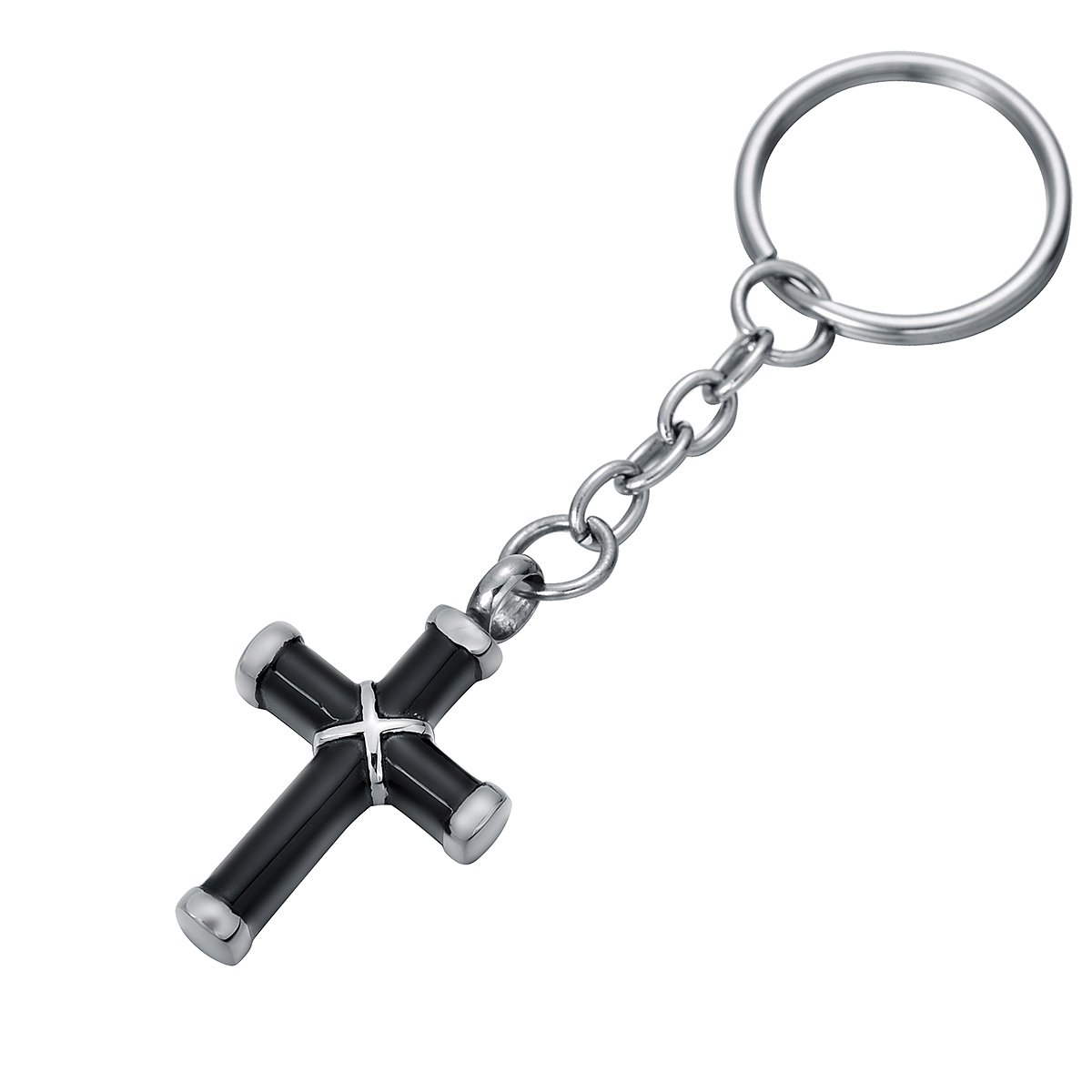 FCZDQ Black Cross Prayer Ash Memorial Keychain, Cremation Jewelry Urn Pendant Keepsake