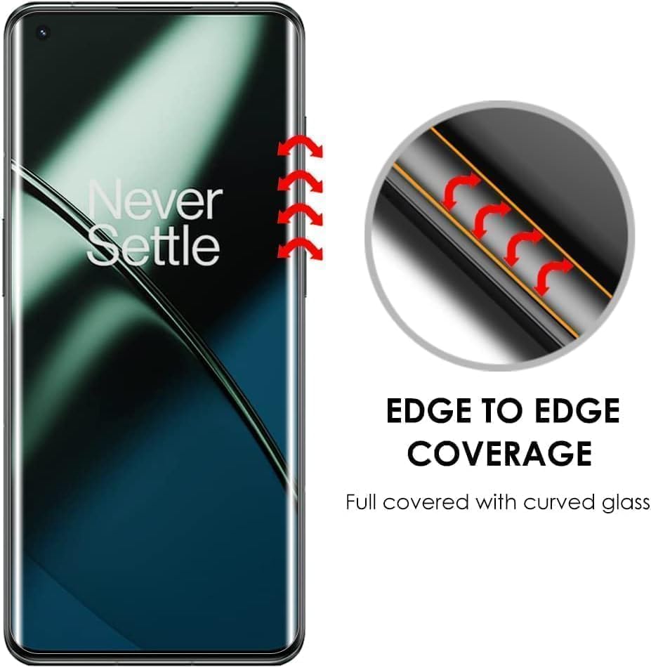 Image of Uyiton Curved UV Tempered Glass Screen Protector for OnePlus 11 | 9H Hardness | Fingerprint Compatible | HD Clarity | Full Coverage | Pack of 1